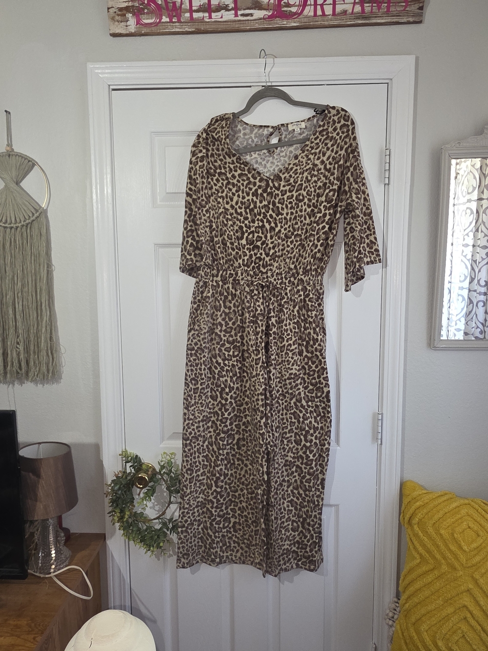 Umgee Brown Leopard Print Midi Dress